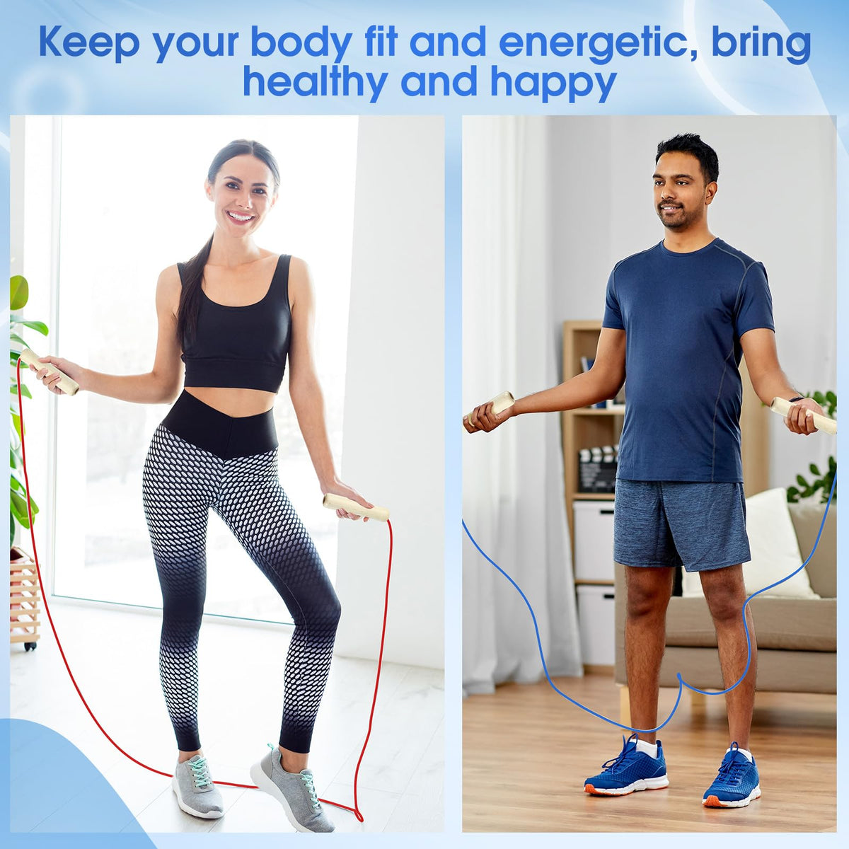 Adjustable Cotton Jump Rope with Wooden Handles