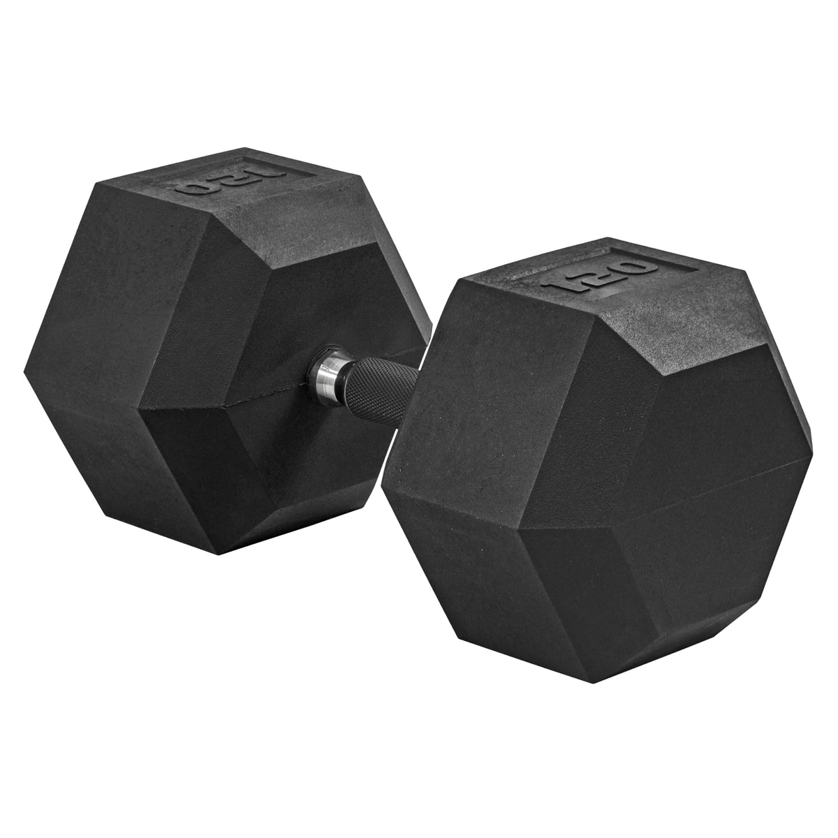 Rubber Hex Dumbbell with Chrome Comfort Grip