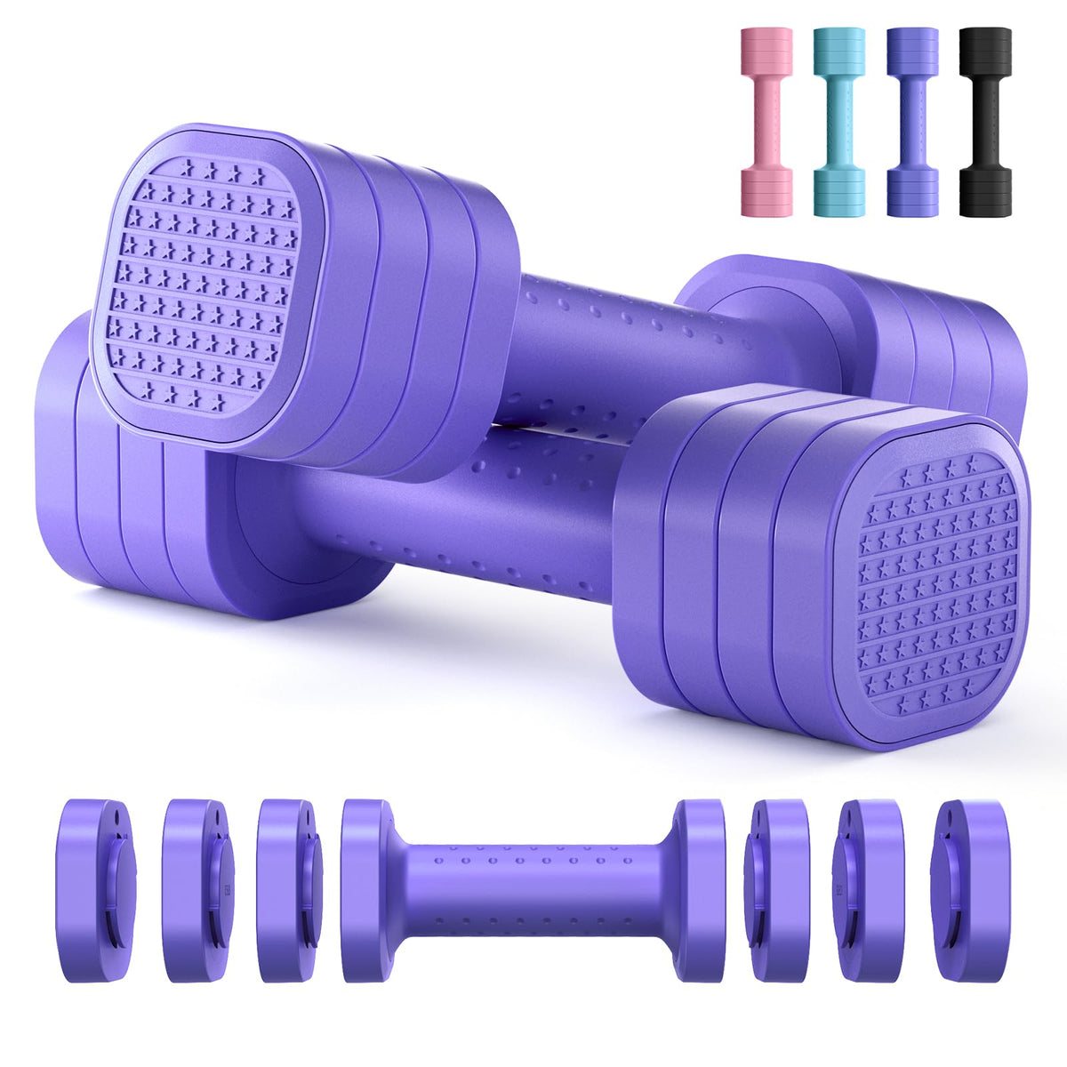 4-in-1 Adjustable Dumbbells with Soft-Grip Handles