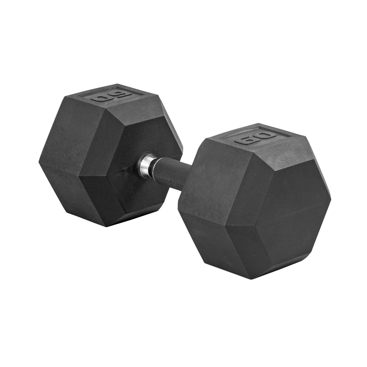 Rubber Hex Dumbbell with Chrome Comfort Grip