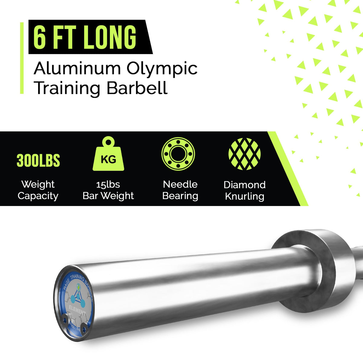 6FT Olympic Training Barbell with 300LB Capacity