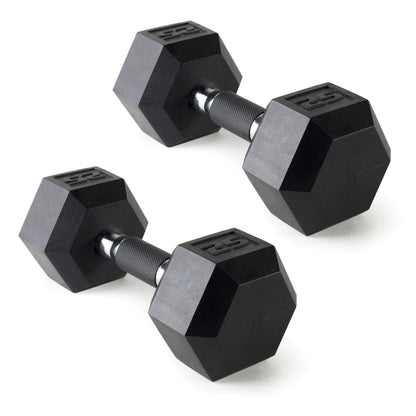 Rubber Hex Dumbbells with Comfort Grip Handles