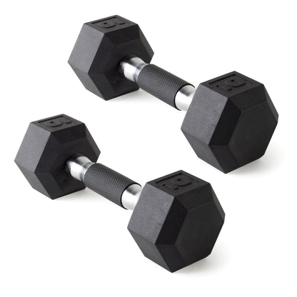 Rubber Hex Dumbbells with Comfort Grip Handles