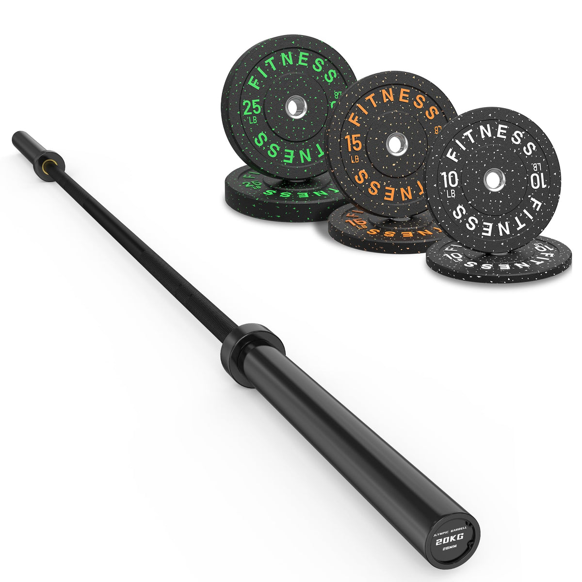 Olympic Barbell Set with Bumper Plates & Rack