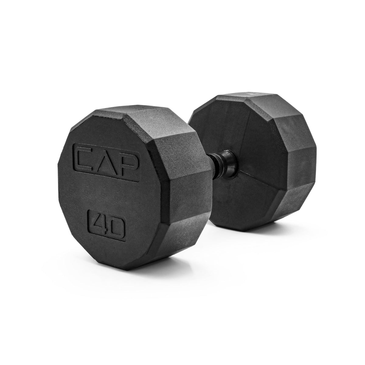 Rubber Hex Dumbbell with Chrome Comfort Grip