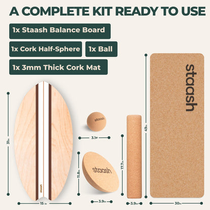 Birch Wood Balance Board Kit with Cork Roller