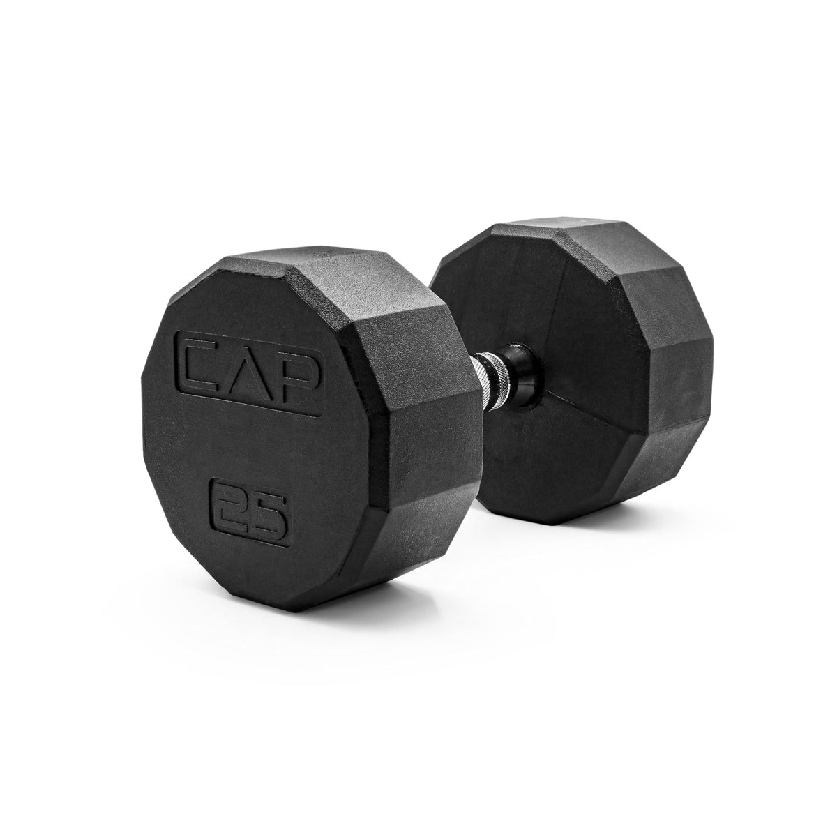 Rubber Hex Dumbbell with Chrome Comfort Grip