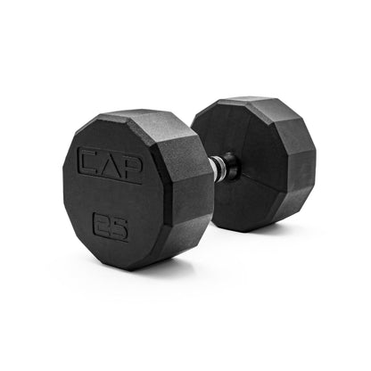 Rubber Hex Dumbbell with Chrome Comfort Grip