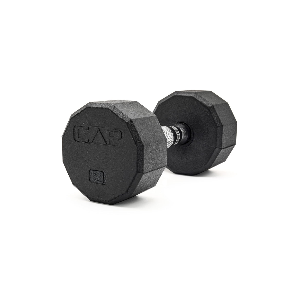 Rubber Hex Dumbbell with Chrome Comfort Grip