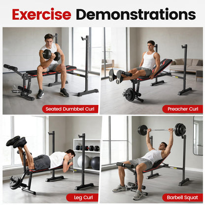 880LB Adjustable Weight Bench Set with Barbell Rack