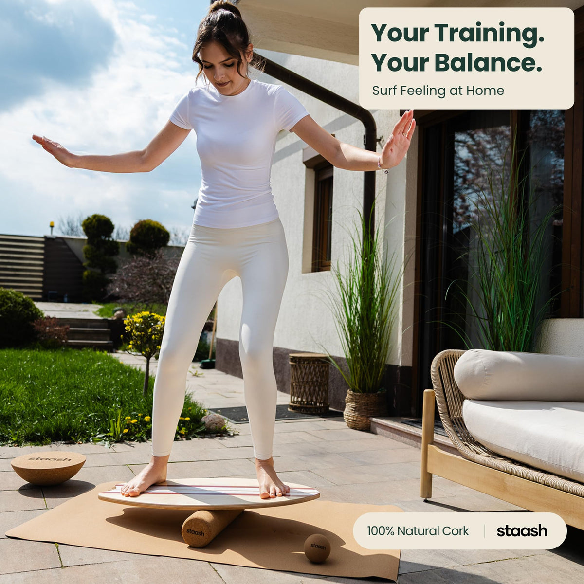 Birch Wood Balance Board Kit with Cork Roller