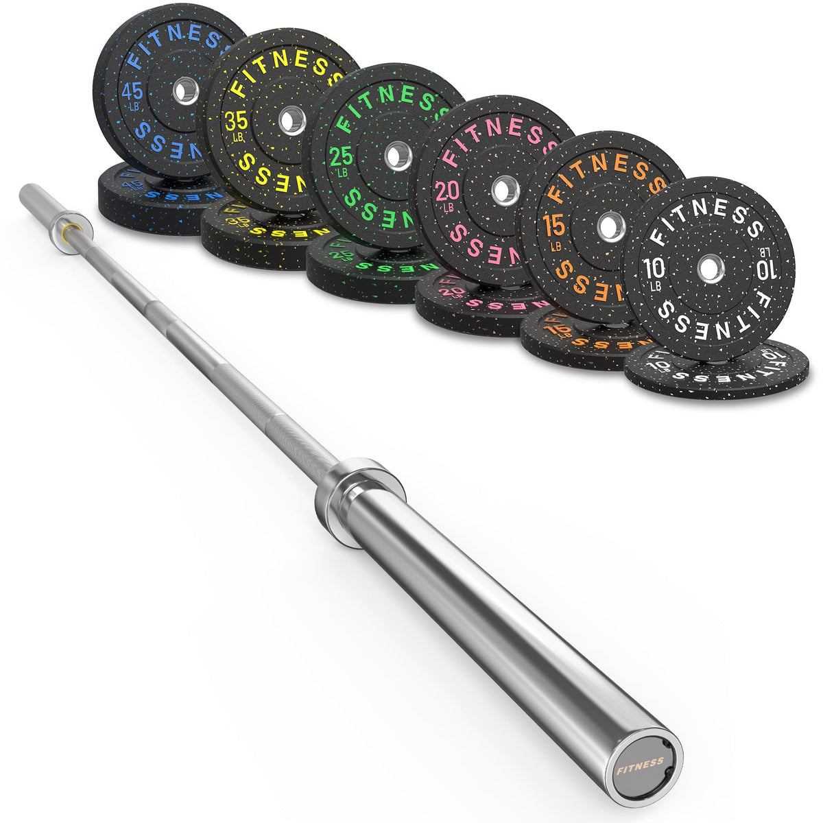 Olympic Barbell Set with Bumper Plates & Rack