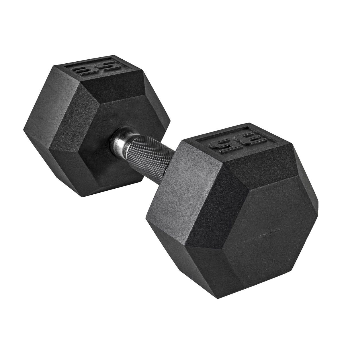 Rubber Hex Dumbbell with Chrome Comfort Grip