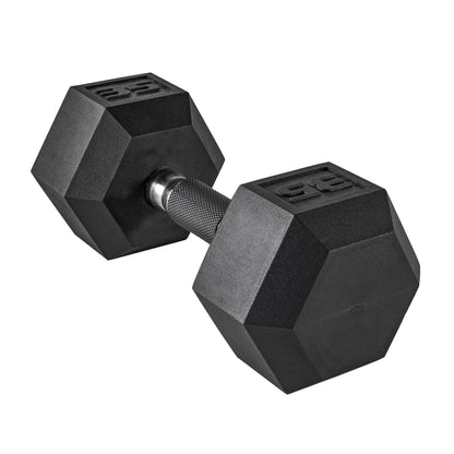 Rubber Hex Dumbbell with Chrome Comfort Grip