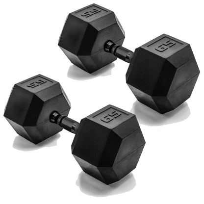 Rubber Hex Dumbbells with Comfort Grip Handles