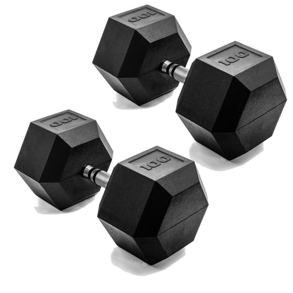 Rubber Hex Dumbbells with Comfort Grip Handles