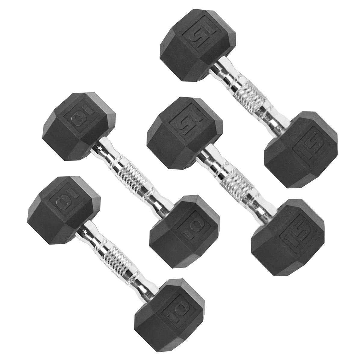 Rubber Hex Dumbbells with Comfort Grip Handles