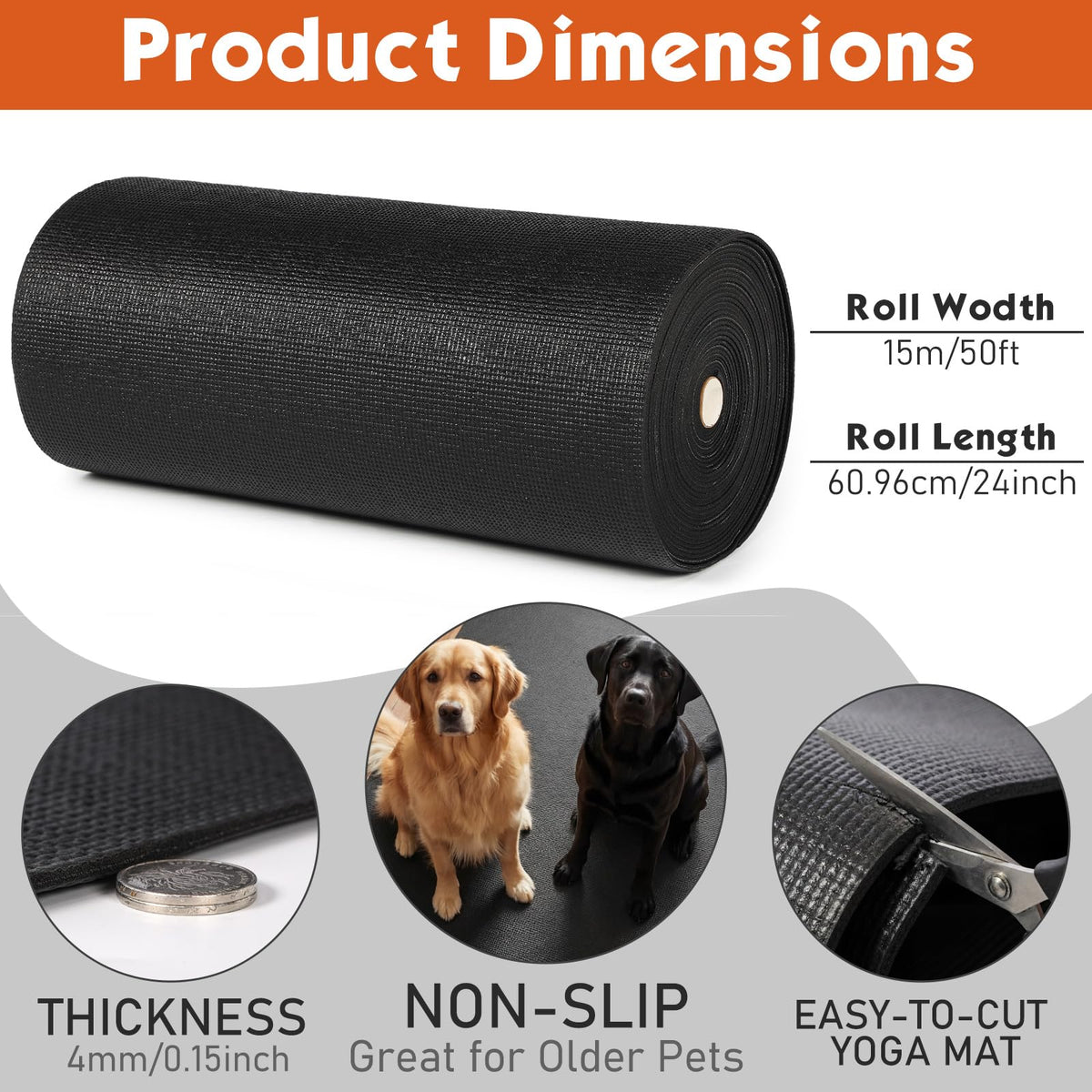 4mm Yoga Mat Roll with Non-Slip Anti-Tear Surface