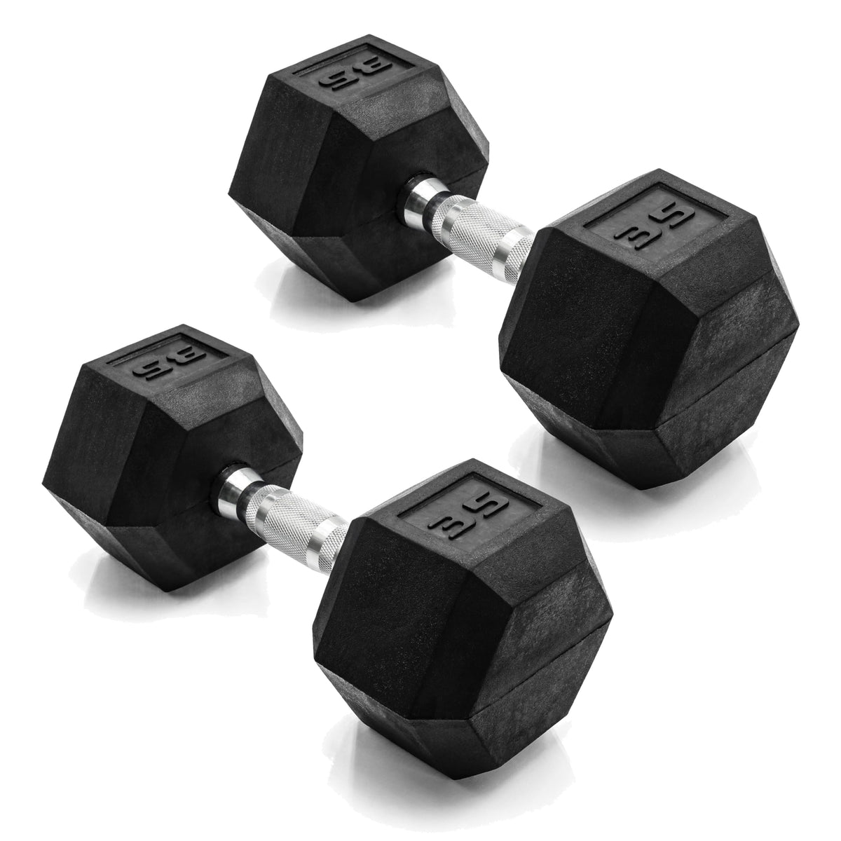 Rubber Hex Dumbbells with Comfort Grip Handles