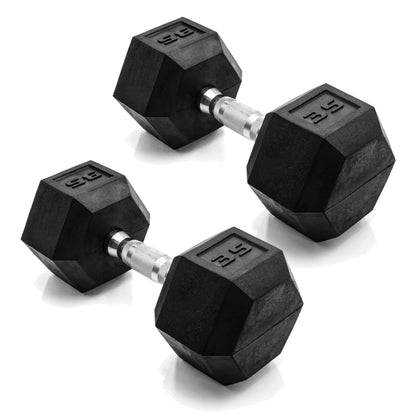 Rubber Hex Dumbbells with Comfort Grip Handles