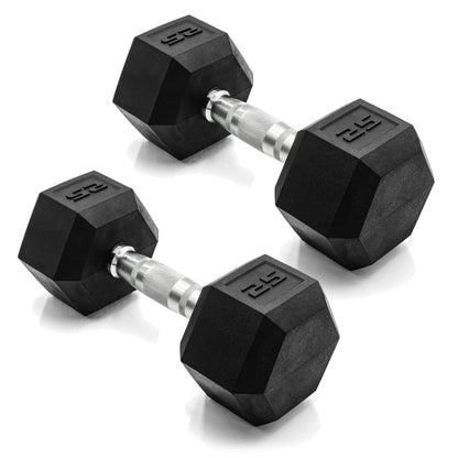 Rubber Hex Dumbbells with Comfort Grip Handles