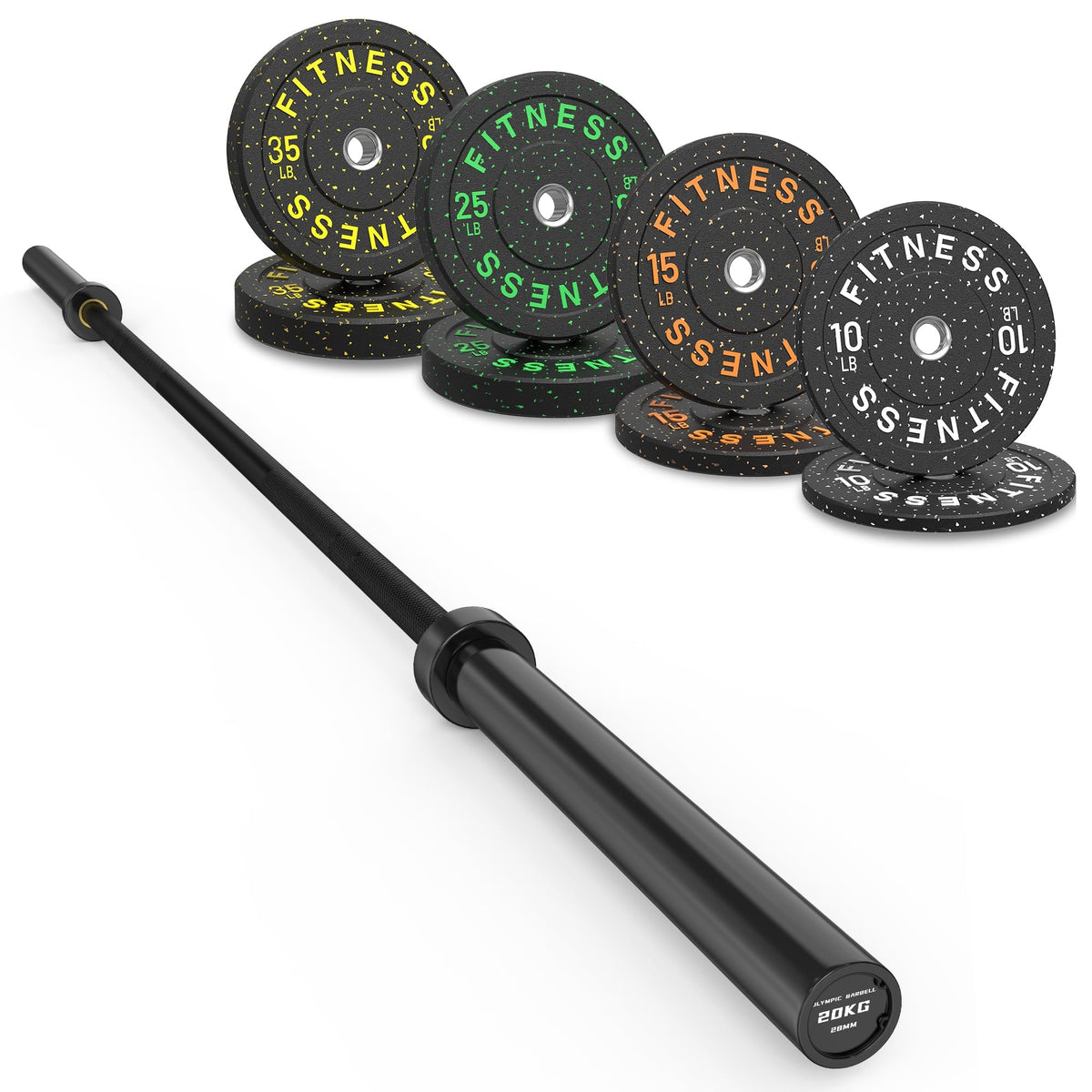 Olympic Barbell Set with Bumper Plates & Rack