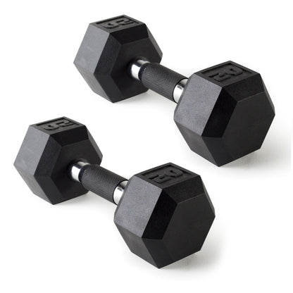 Rubber Hex Dumbbells with Comfort Grip Handles