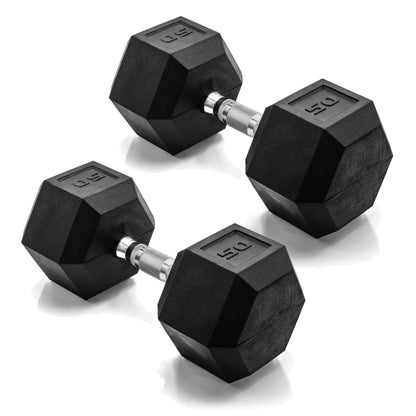 Rubber Hex Dumbbells with Comfort Grip Handles
