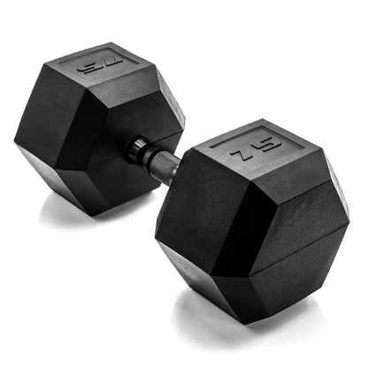 Rubber Hex Dumbbell with Chrome Comfort Grip