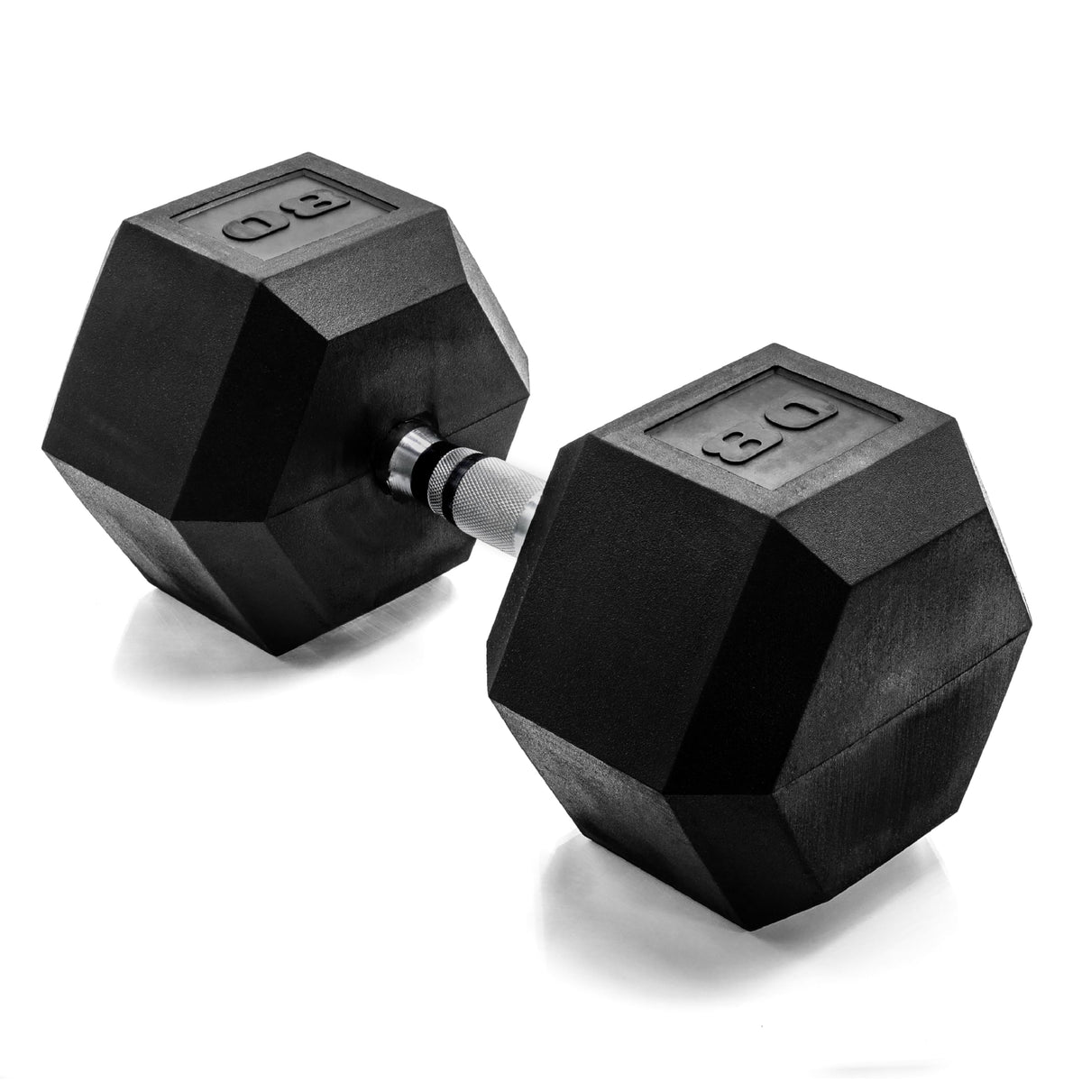 Rubber Hex Dumbbell with Chrome Comfort Grip