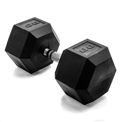 Rubber Hex Dumbbell with Chrome Comfort Grip