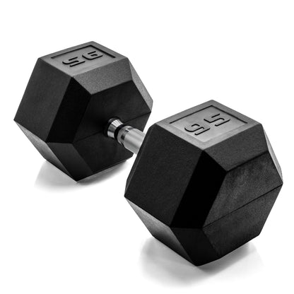 Rubber Hex Dumbbell with Chrome Comfort Grip