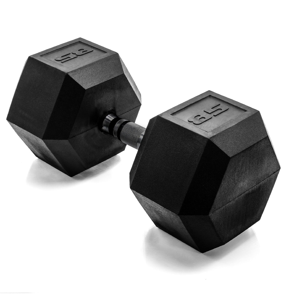 Rubber Hex Dumbbell with Chrome Comfort Grip