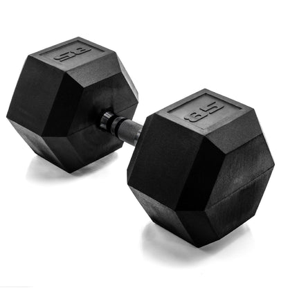 Rubber Hex Dumbbell with Chrome Comfort Grip