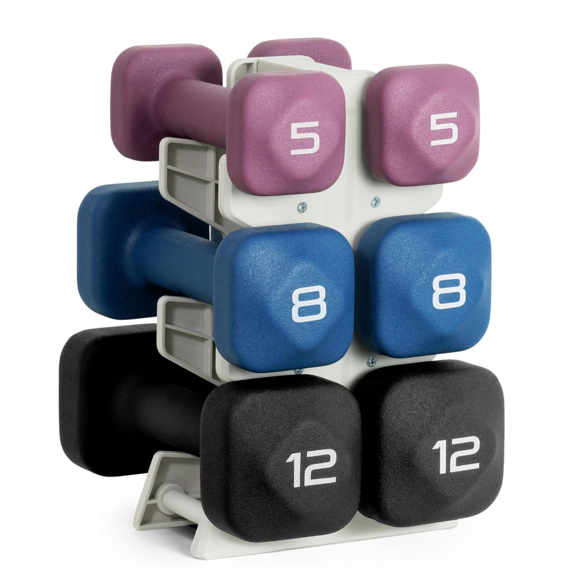 Neoprene Dumbbell Set with Compact Storage Rack