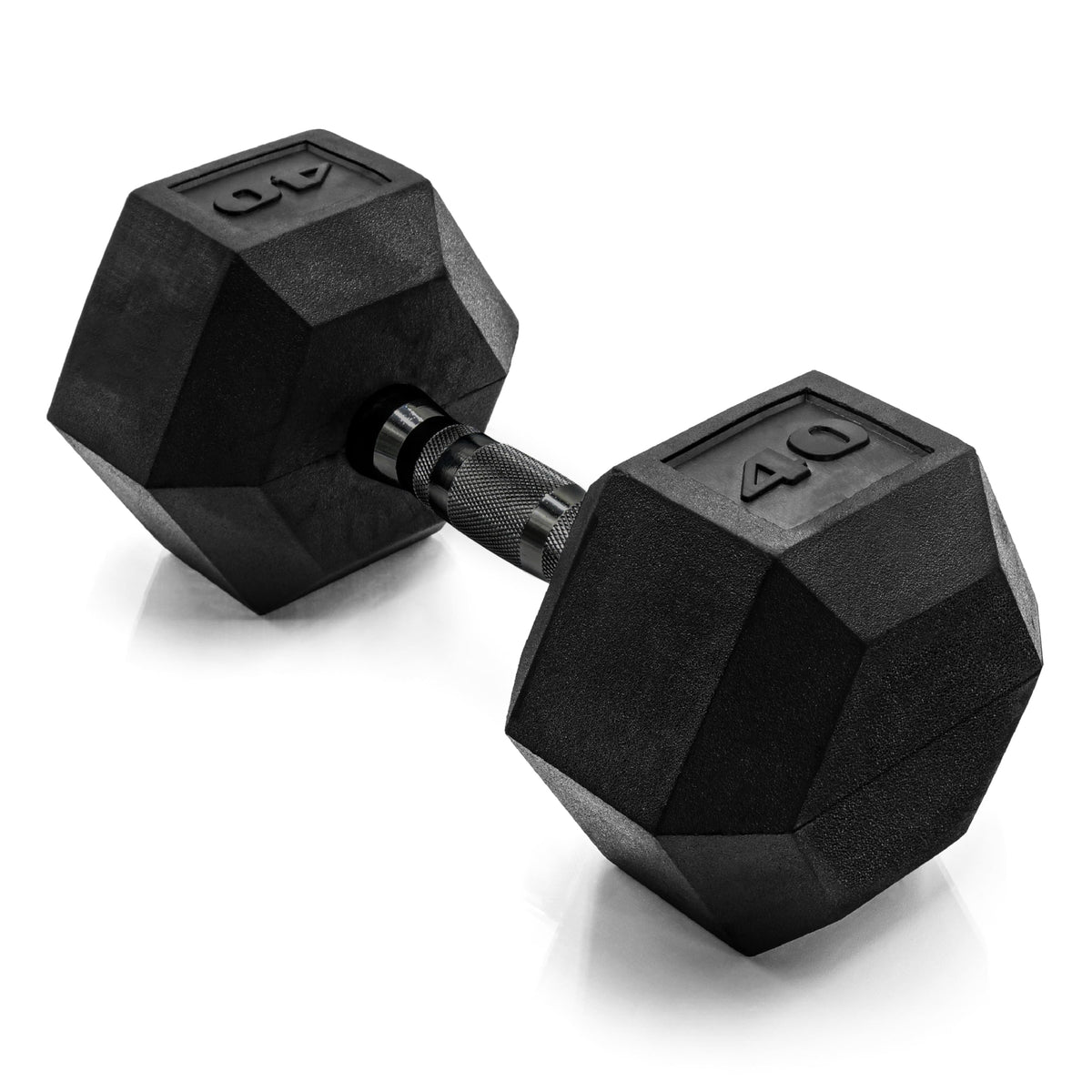 Rubber Hex Dumbbell with Chrome Comfort Grip