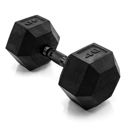 Rubber Hex Dumbbell with Chrome Comfort Grip