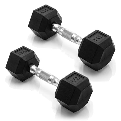 Rubber Hex Dumbbells with Comfort Grip Handles