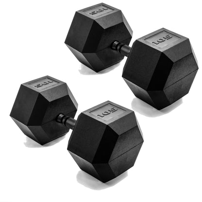 Rubber Hex Dumbbells with Comfort Grip Handles