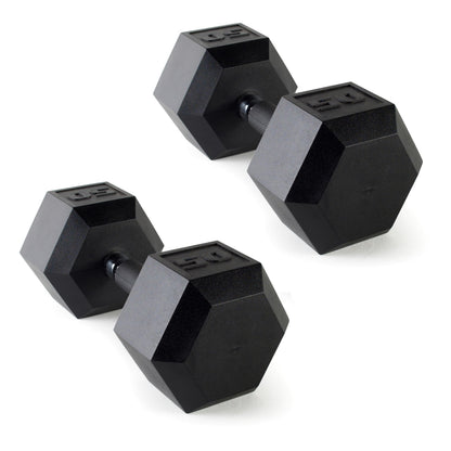 Rubber Hex Dumbbells with Comfort Grip Handles
