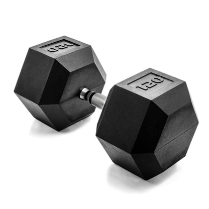 Rubber Hex Dumbbell with Chrome Comfort Grip