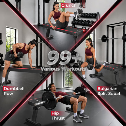 1000LB Foldable Flat Bench with Dual-Lock Support