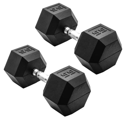 Rubber Hex Dumbbells with Comfort Grip Handles