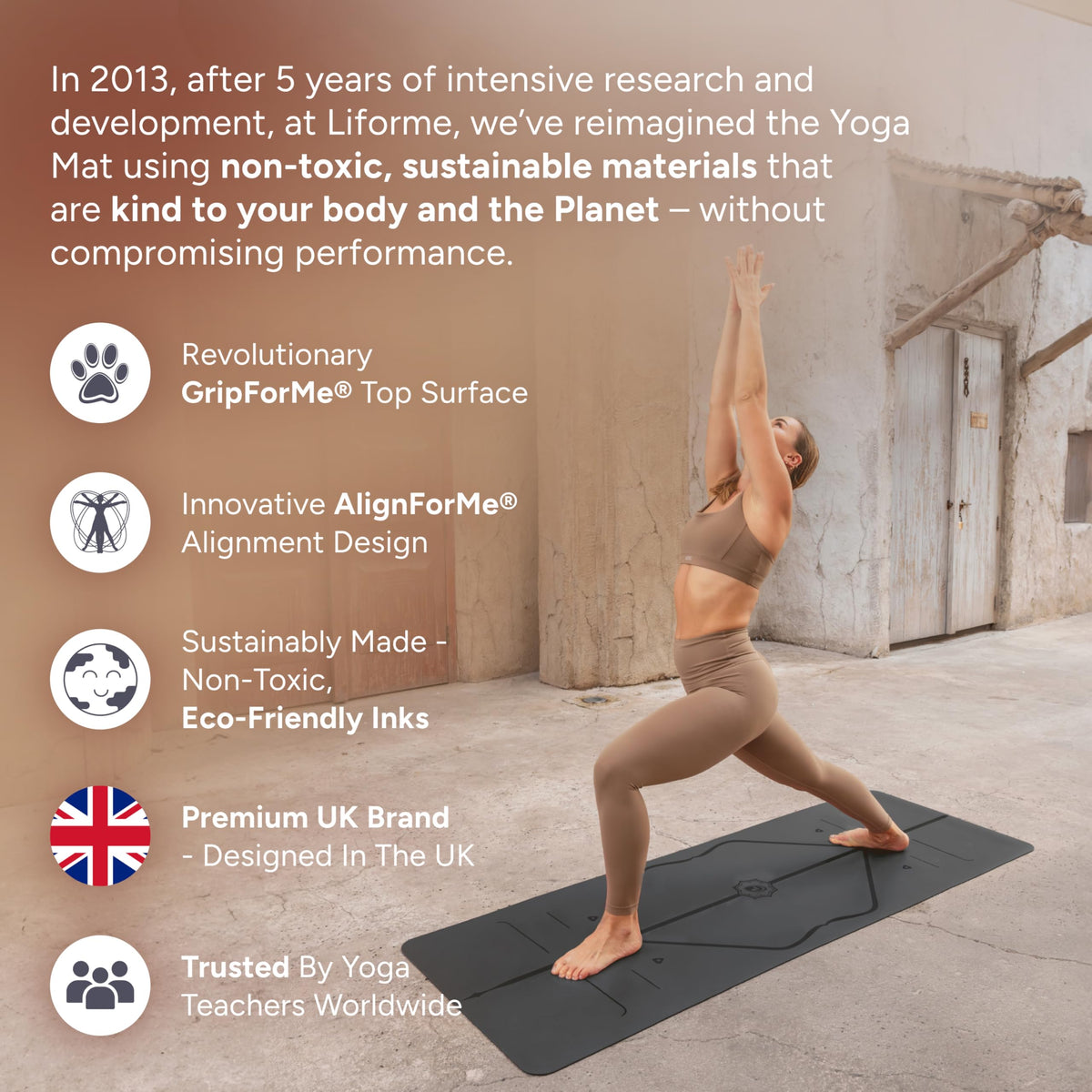 XL Yoga Mat with Alignment Guide & Advanced Grip