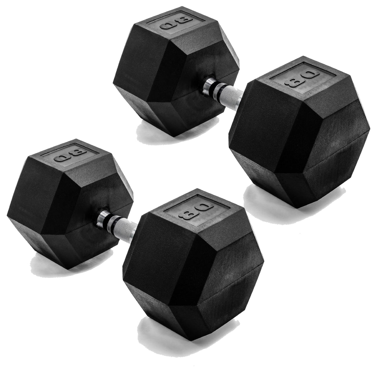 Rubber Hex Dumbbells with Comfort Grip Handles