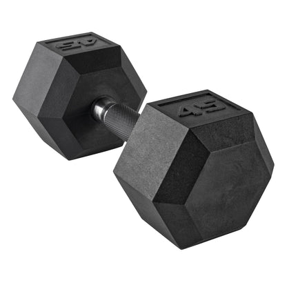 Rubber Hex Dumbbell with Chrome Comfort Grip