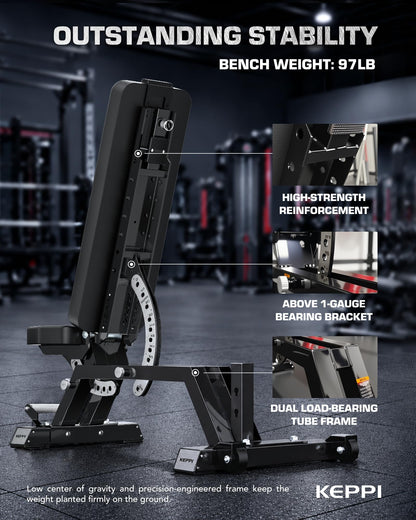 Commercial FID Weight Bench for Versatile Training