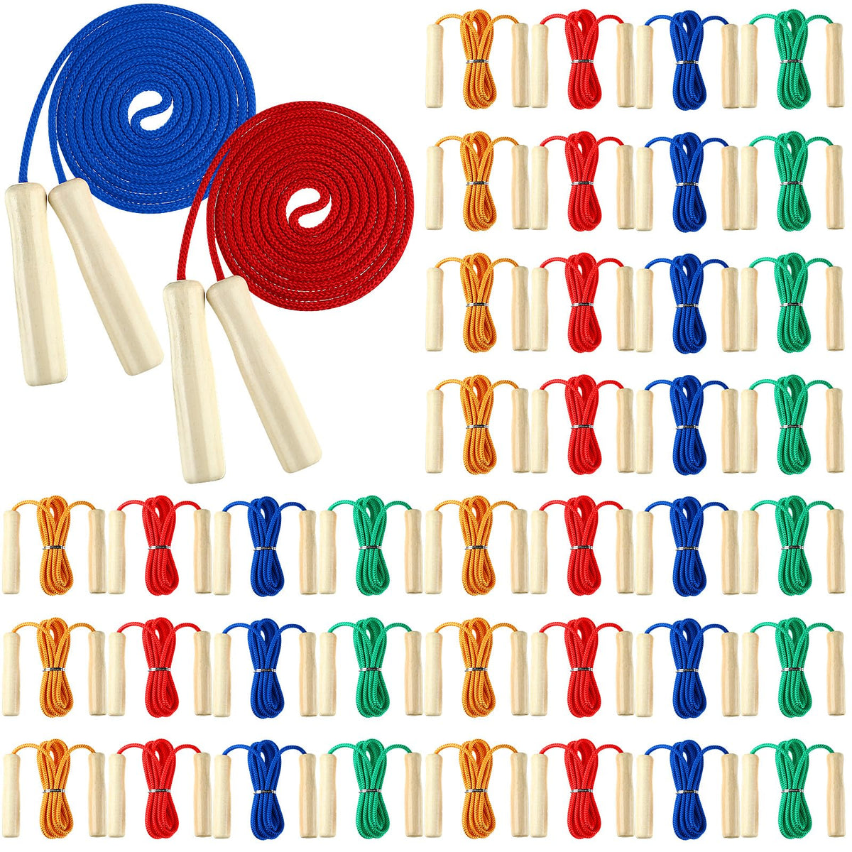 Adjustable Cotton Jump Rope with Wooden Handles