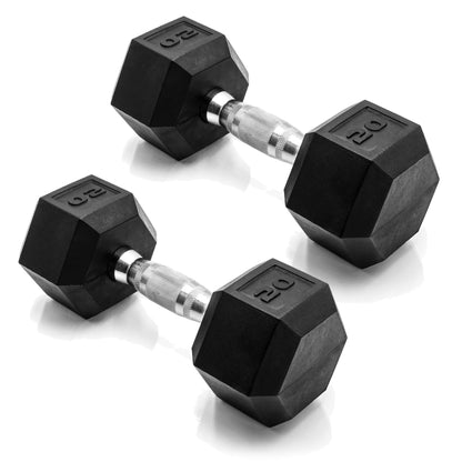 Rubber Hex Dumbbells with Comfort Grip Handles