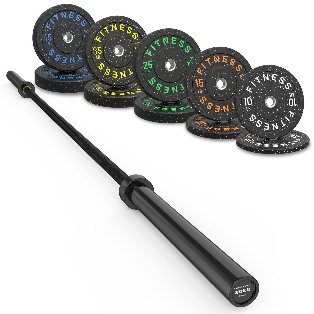 Olympic Barbell Set with Bumper Plates & Rack